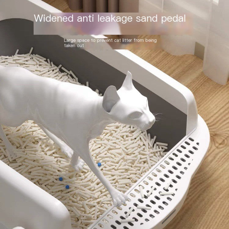 Grande Litière Semi-Fermée pour Chat avec Pièces Amovibles