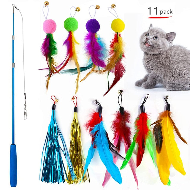 Jouet à Plumes Rétractable pour Chats d'Intérieur